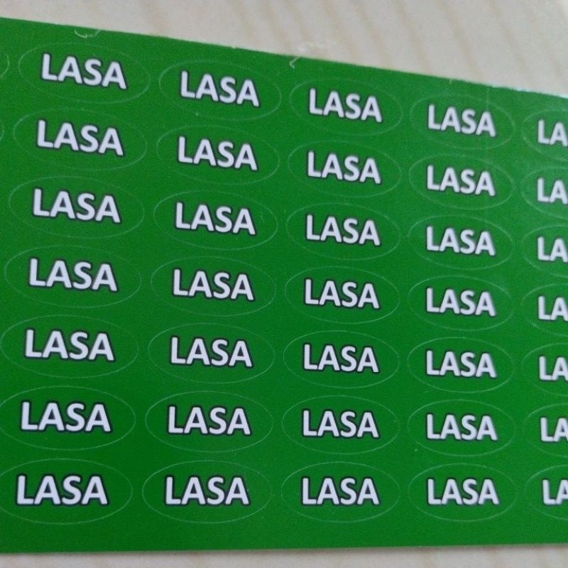 

stiker label lasa hijau oval