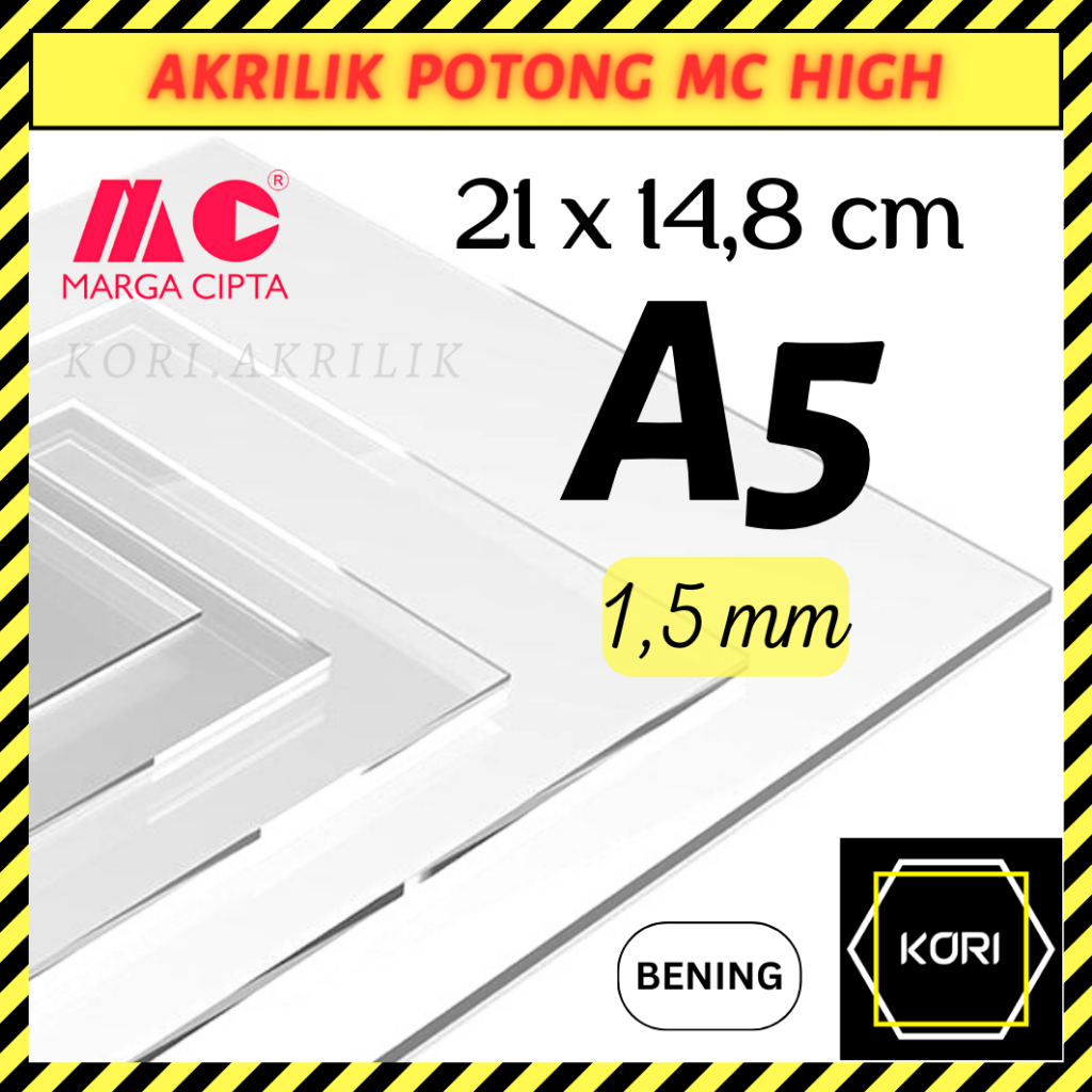 Akrilik Lembaran A5 1,5 mm Bening MARGA CIPTA | Akrilik A5 Bening | Akrilik Potong Acrylic Lembar 1,5 mm