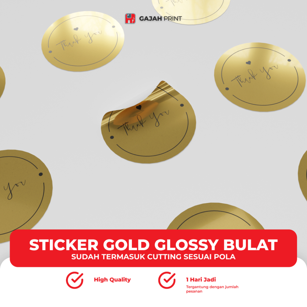 

Stiker Gold Glossy Custom Bulat + Cutting Kiss Cut / Sticker Emas
