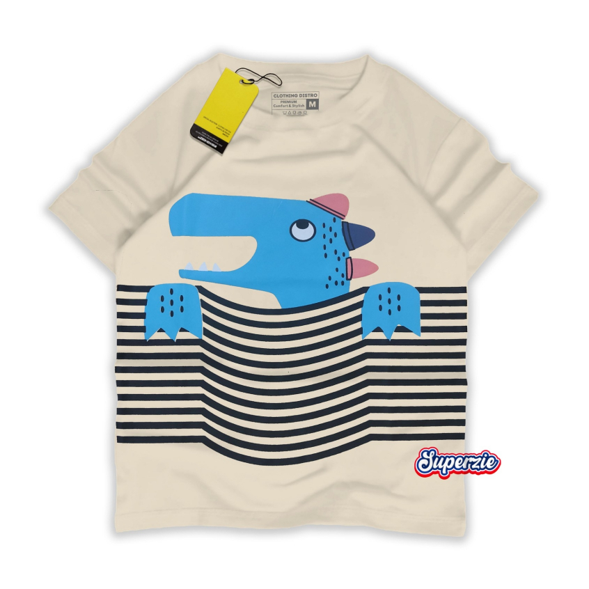 RGkids Kaos Anak Laki Laki Dino Garis Coksu Cream 4-12 tahun