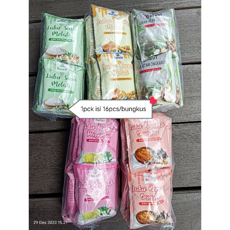 LULUR HAFABI KALIMANTAN ISI 16 PCS/BUNGKUS, REMPAH PENGANTIN, KUNING MELATI, SUSU MELATI, HITAM CING