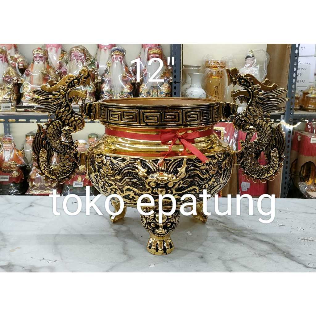 hiolo / hio lo sembhayang - kuningan - 12 inch - kuping - kaki