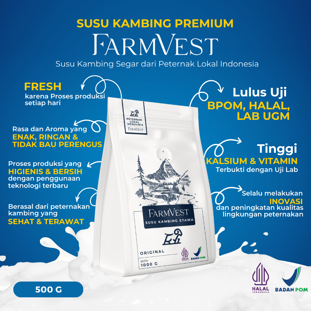

Susu Kambing Etawa FARMVEST untuk Kesehatan 1/2 KG