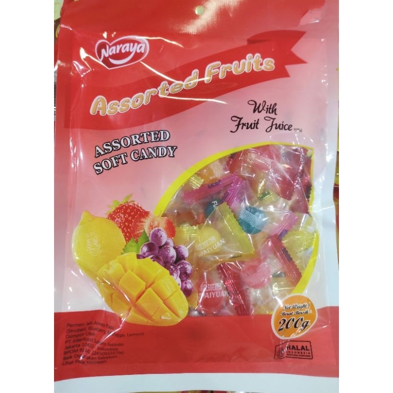 

Naraya assorted soft candy permen lunak jelly aneka rasa buah 200gr cemilan gong xi fa cai imlek sincia
