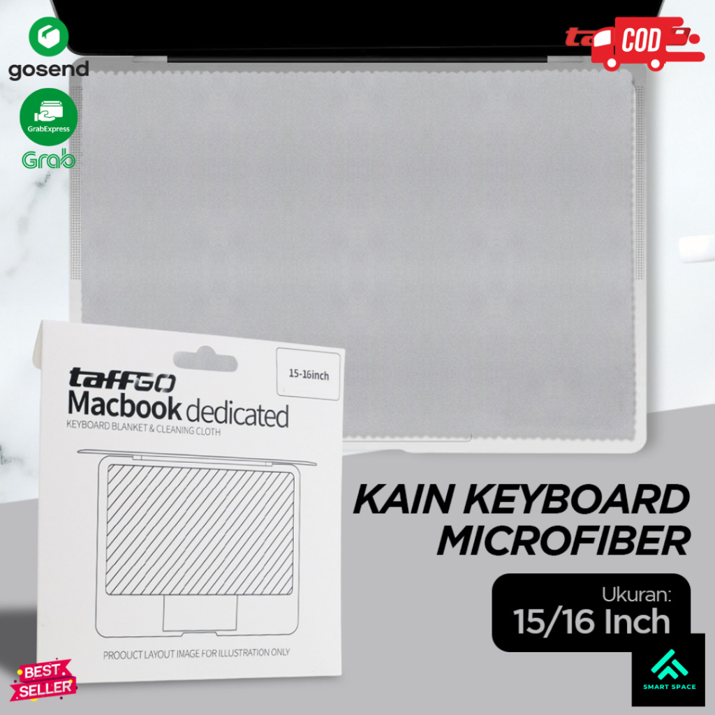 TaffGO Kain Keyboard Laptop Cover Lap Cleaning Cloth Microfiber 15/16 Inch - AF02 - Gray Makassar