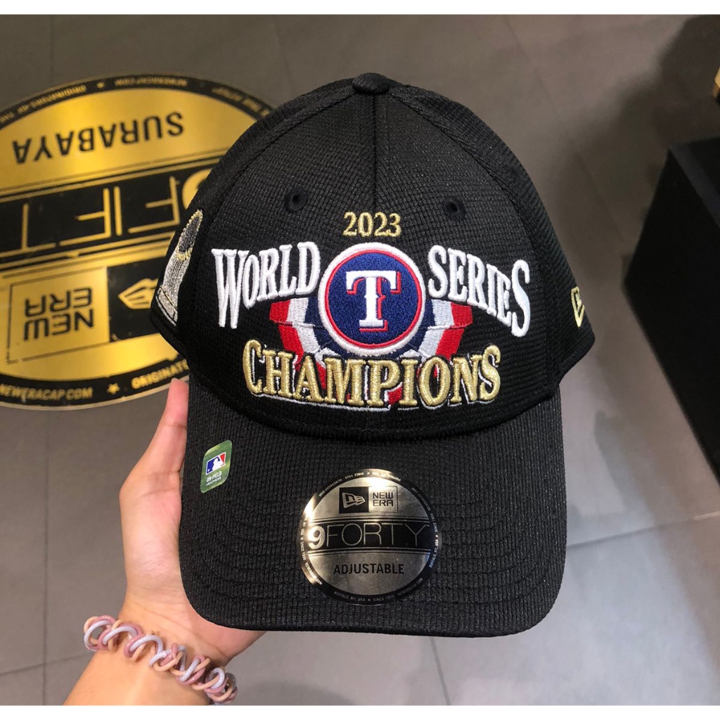 Topi New Era 9Forty Texas Rangers MLB World Series Champions Black Snapback 100% Original Resmi