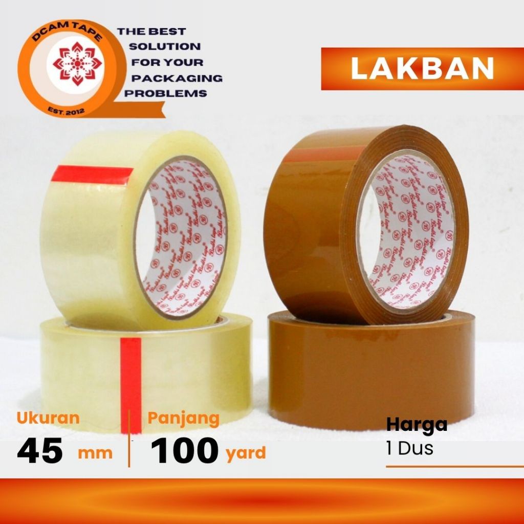

Lakban Bening Coklat 45MM X 100 Yard Termurah - lakban OPP 2 inch (Dus)