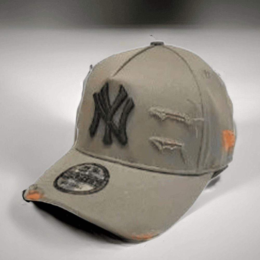 Topi YN/ caps topi BAHAN DENIM import hat damage sobek/ TOPI BASEBALL NY SOBEK