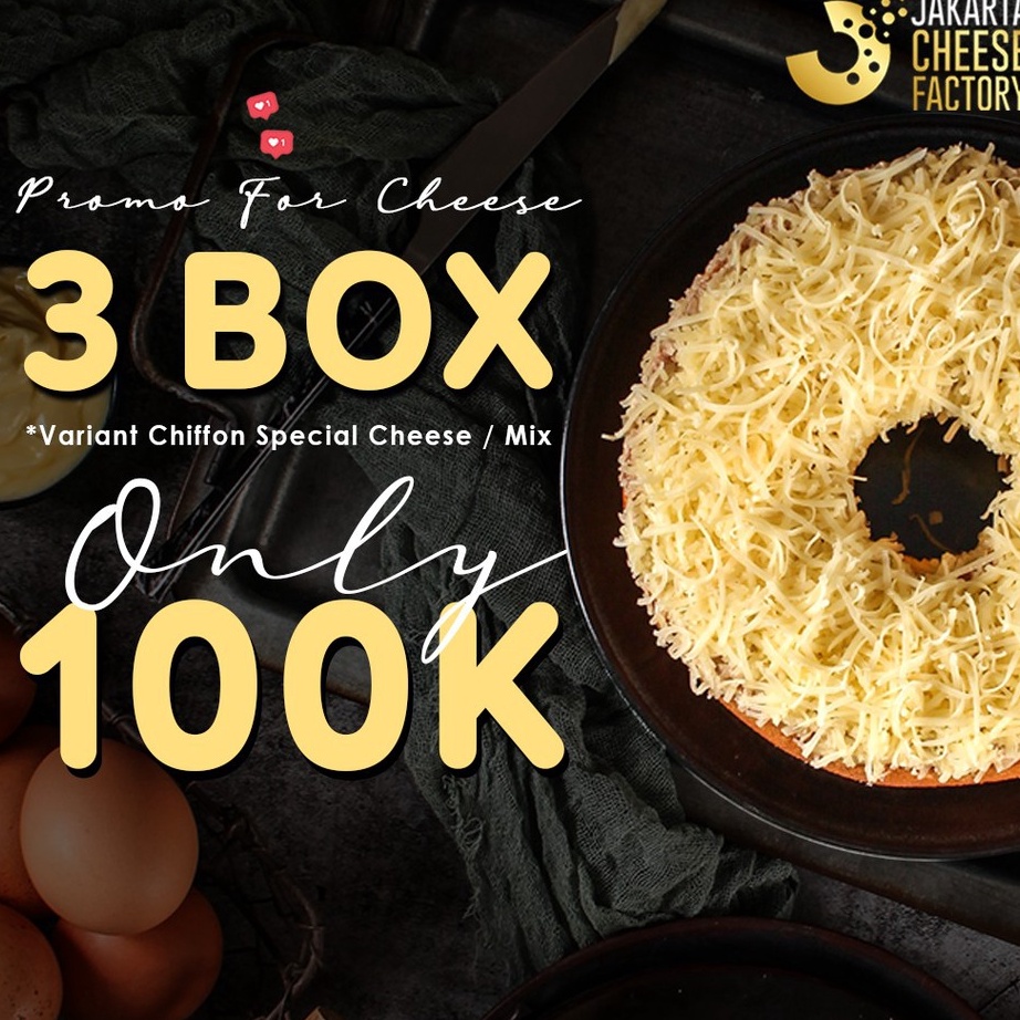 

COD Paket isi 3 box Chiffon Special Cheese Jakarta Cheese Factory