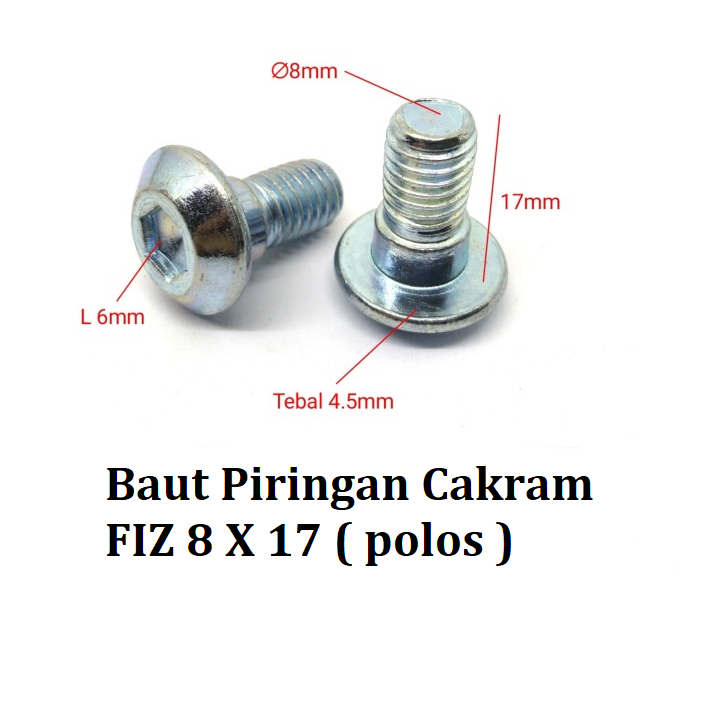 BAUT PIRINGAN CAKRAM F1 / F1ZR M-8 X 17 CHROME