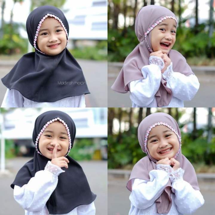 hijab bergo renda melati anak / hijab bergo melati anak 3-10th