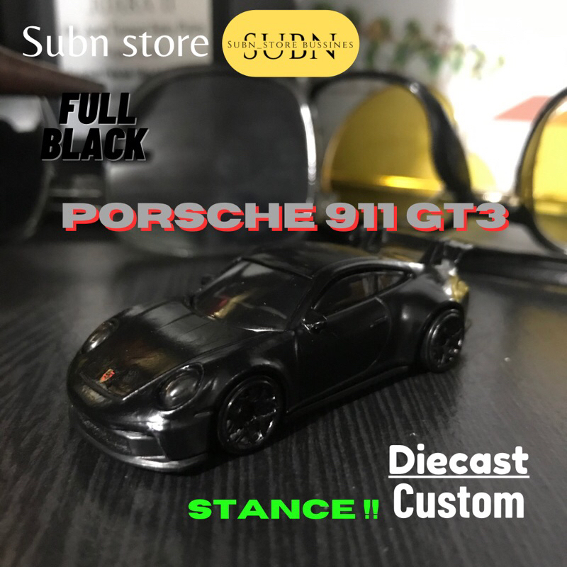 hot wheels porsche 911 gt3 black custom stance | modifikasi diecast jadi lebih ceper