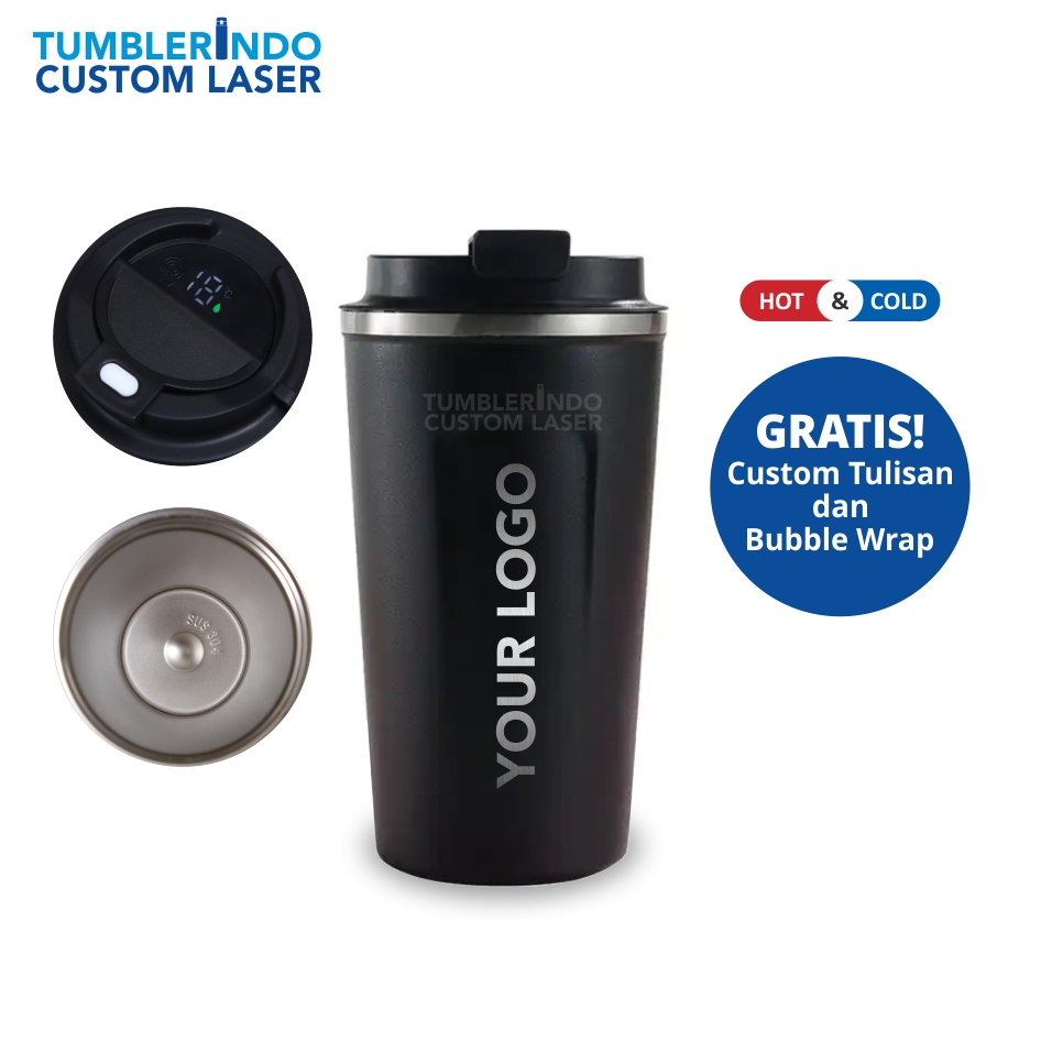 Souvenir Tumbler Premium Custom Laser Grafir Thumbler Mug Coffee Temperatur Pembaca Suhu Dengan Term