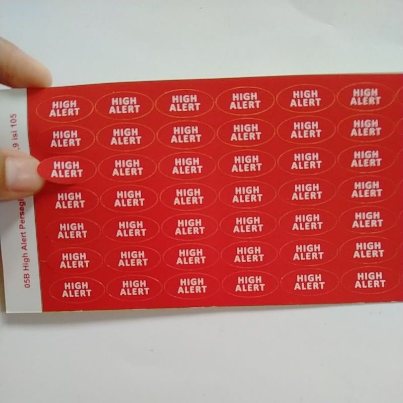 

stiker label high alert oval