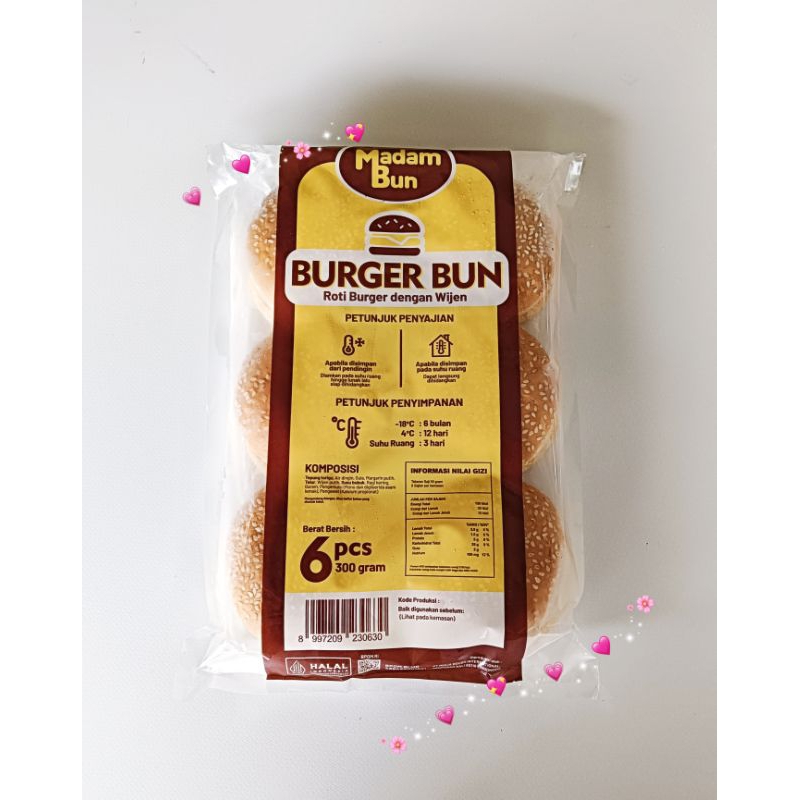 

ROTI BURGER WIJEN MADAM BUN / BURGER MCD 300GR ISI 6PC