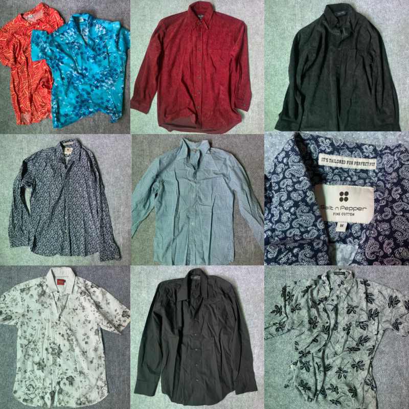 [ORIGINAL SECOND] Kemeja Pria Murah Uniqlo The Executive Salt n Pepper Kemeja Hawaii Bali