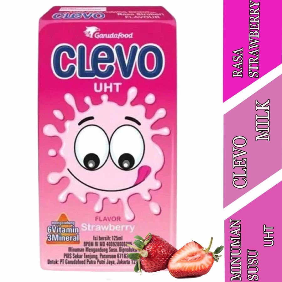 

Susu Rasa Strawberry - Clevo Milk - Minuman Susu UHT - 115ml