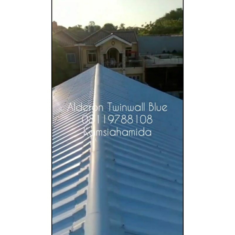 atap alderon twinwall blue dof terpasang