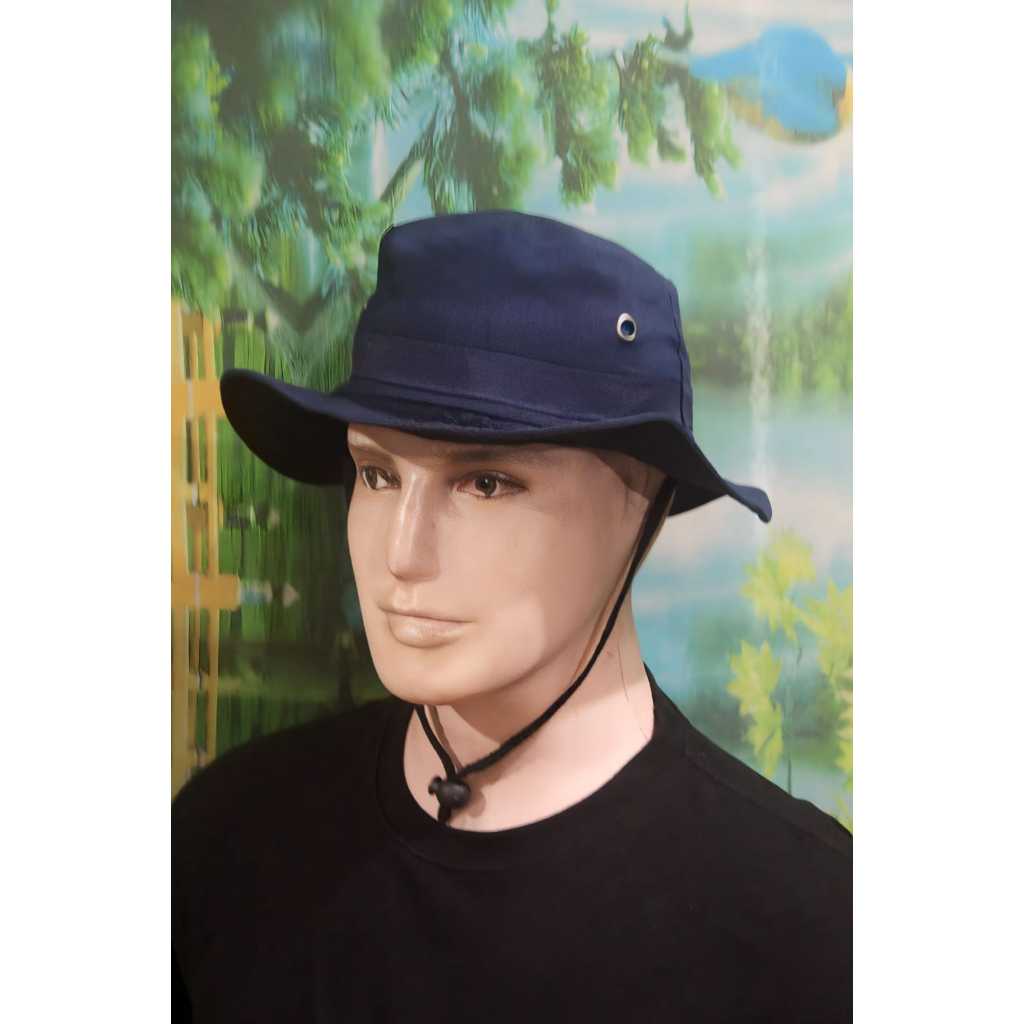 TOPI RIMBA TOPI GUNUNG TOPI HUTAN BUCKET OUTDOR PENDAKI GUNUNG (BIRU)