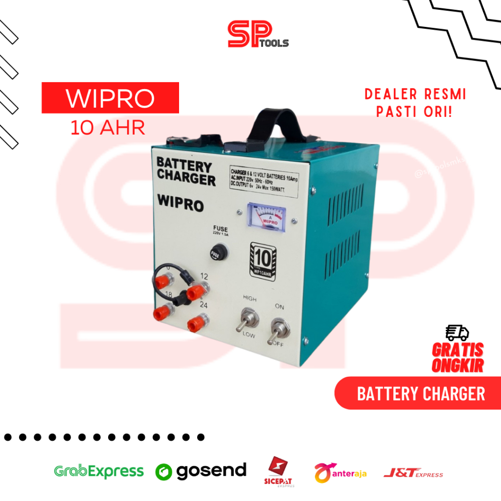 BATTERAI / BATTERY CHARGER CAS AKI 10A 10 AMPERE WIPRO 10AHR 10 AHR