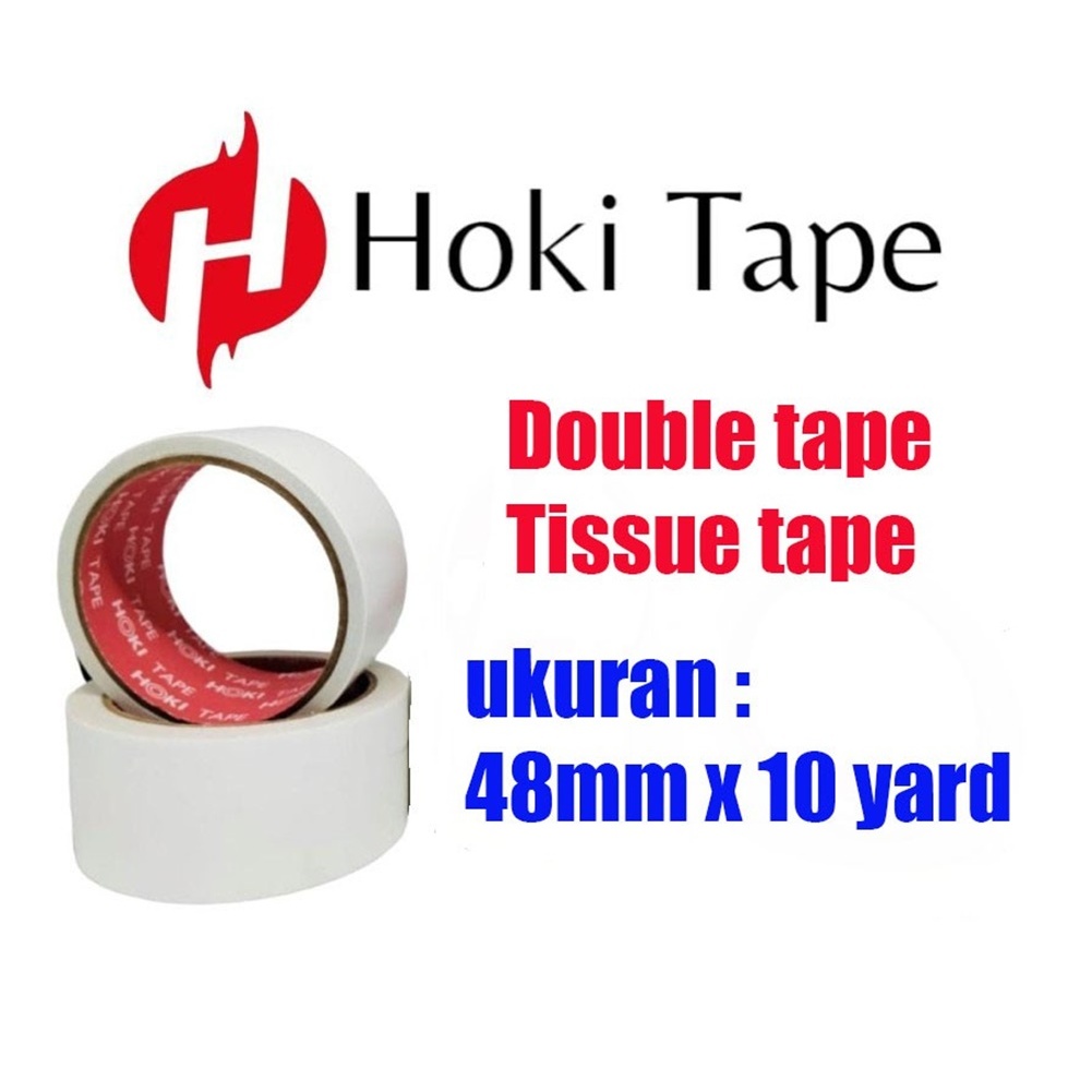 

Double Tape Tisue 48mmx10yard hoki putih - lakban isolasi lem selotip