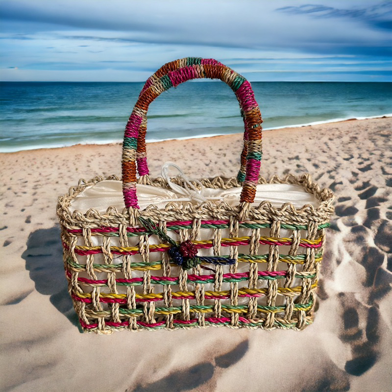 Tas Anyaman Pandan Lilit Rara Mini Pelangi