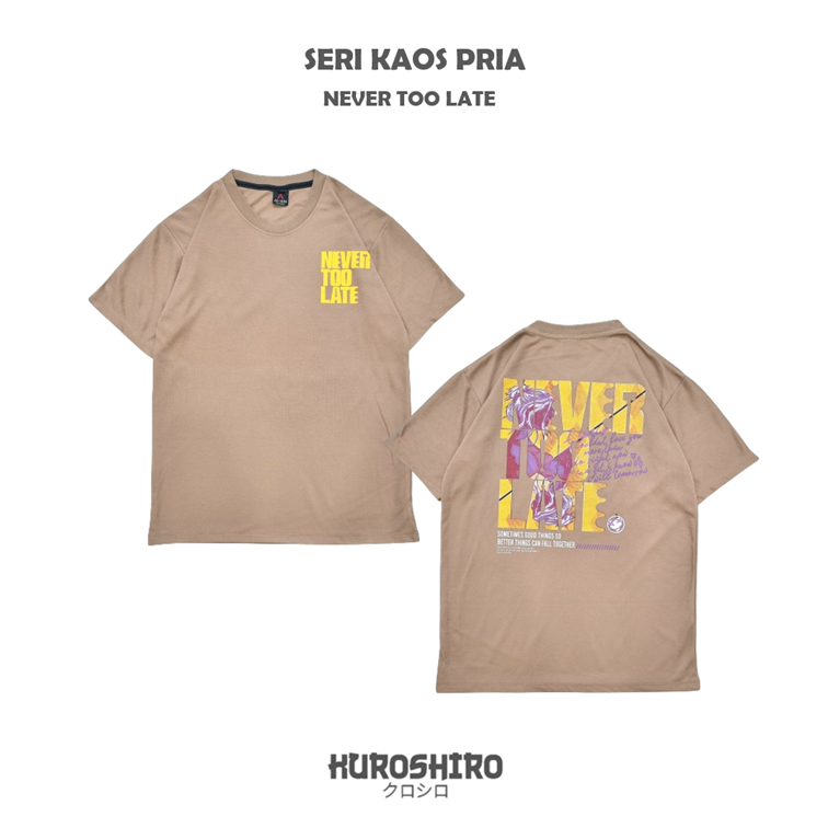 KUROSHIRO - Kaos Laki Laki Never Baju Pria Dewasa-CREAM