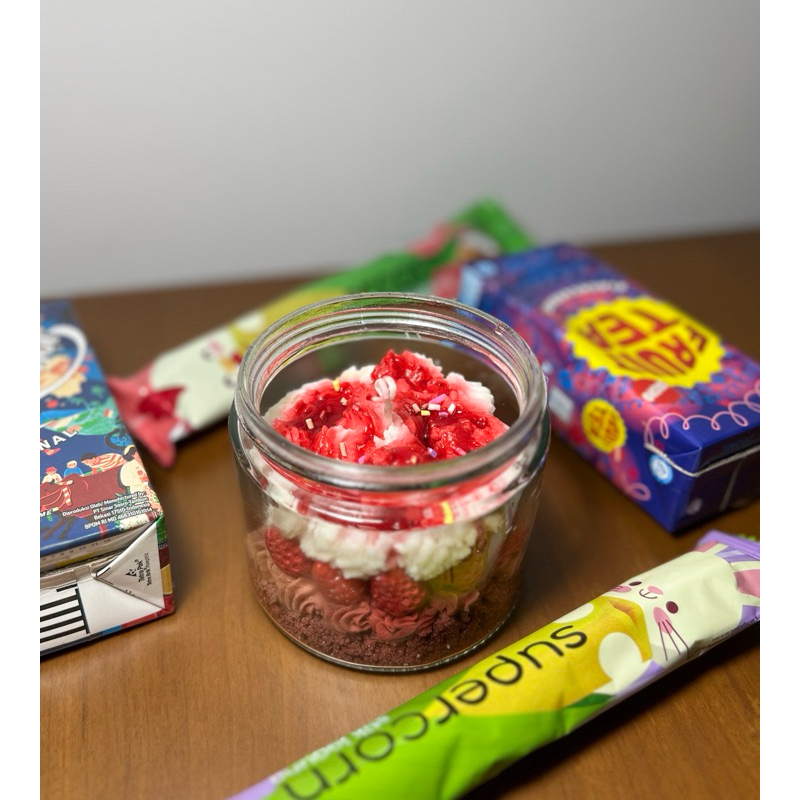 Soy wax lilin aromaterapi strawberry cheesecake jar