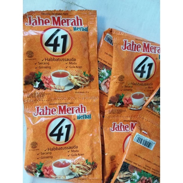 

Jahe Merah Herbal 41 Plus Propolis Per Renceng Isi 10 sachet
