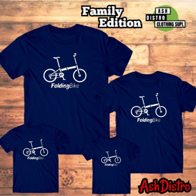 Kaos couple keluarga motif folding bike / baju couple sepeda ayah ibu anak