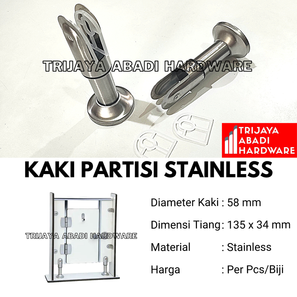Kaki Partisi Toilet Stainless Pintu Toilet Cubicle