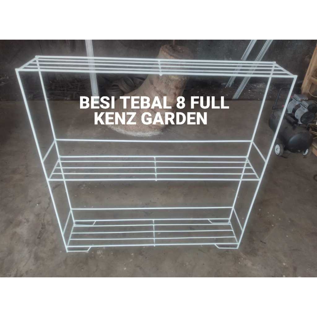 BESI 8 FULL/rak sepatu 3 susun/rak bunga 3 susun/rak besi serbaguna/standing pot besi/rak pot tanama