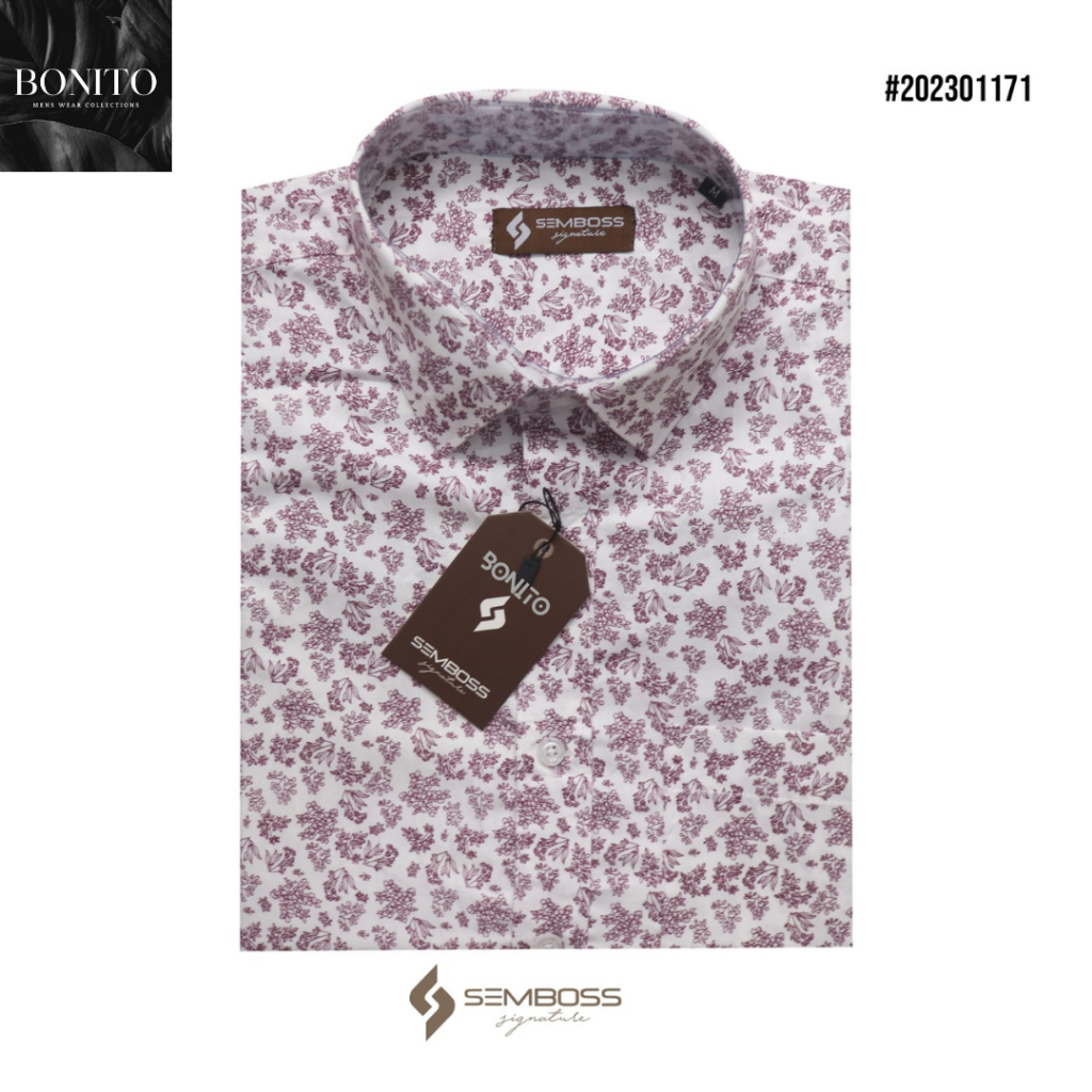 KEMEJA SEMBOSS KATUN LENGAN PENDEK KUALITAS PREMIUM