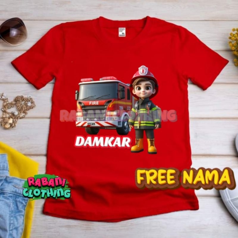 baju kaos anak pemadam kebakaran