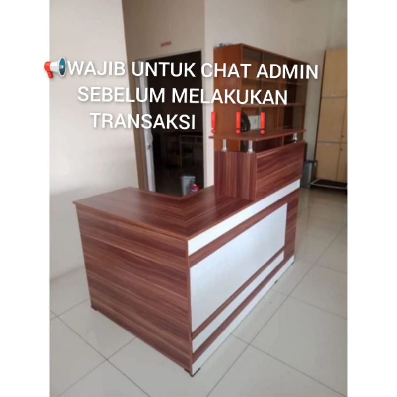 MEJA KASIR L MEJA TOKO COKLAT PANJANG 150CM
