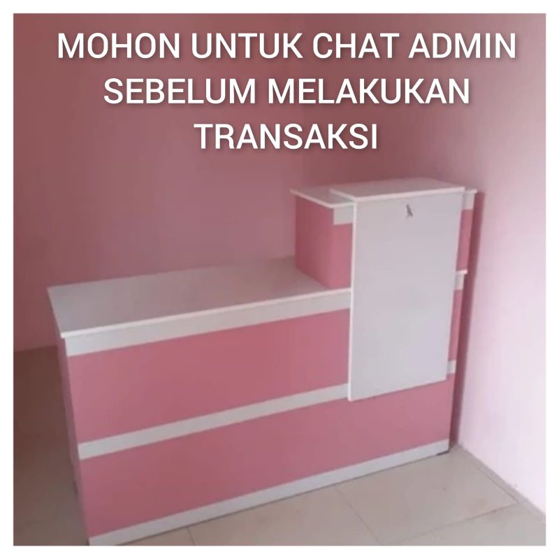 MEJA KASIR TOKO MEJA RESEPSIONIS MEJA KLINIK BEST SELLER PINK MUDA