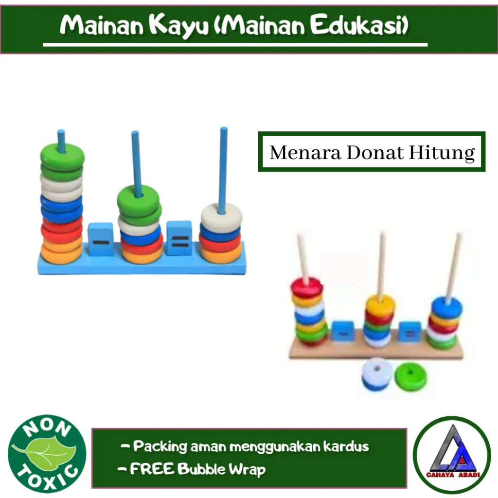 Mainan Kayu Menara Donat Hitung