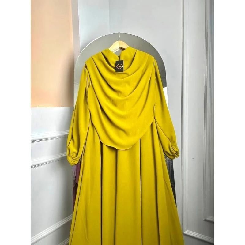 GAMIS CRINKLE SET HIJAB KEKINIAN VIRAL TERBARU-Lime