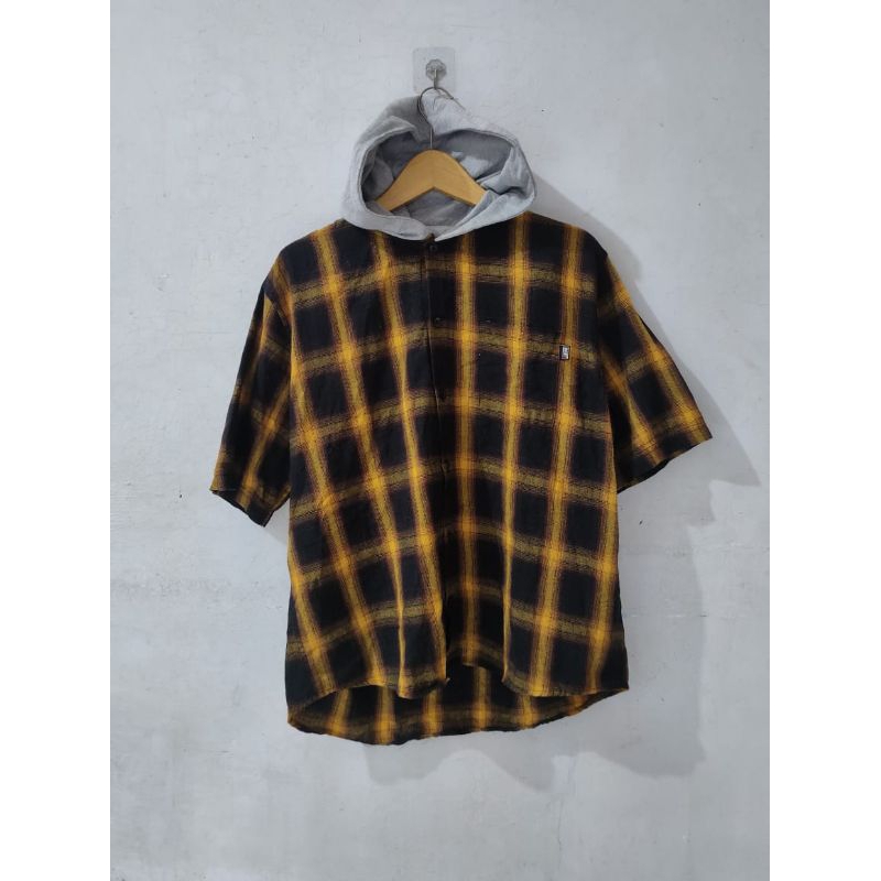 Kemeja flanel veterano hoodie lengan pendek warna cakep kekinian original BKBT