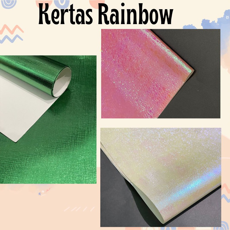 

Kertas Kado Rainbow Glossy Polos/ Kertas Rainbow mengkilap
