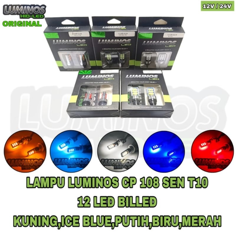 Lampu Sen / Senja T10 / T5 Luminos ORIGINAL 12LED CP 108