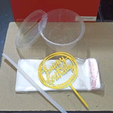 Tempat Tarik Uang Money Cake + Plastik + Topper + Lem Bakar