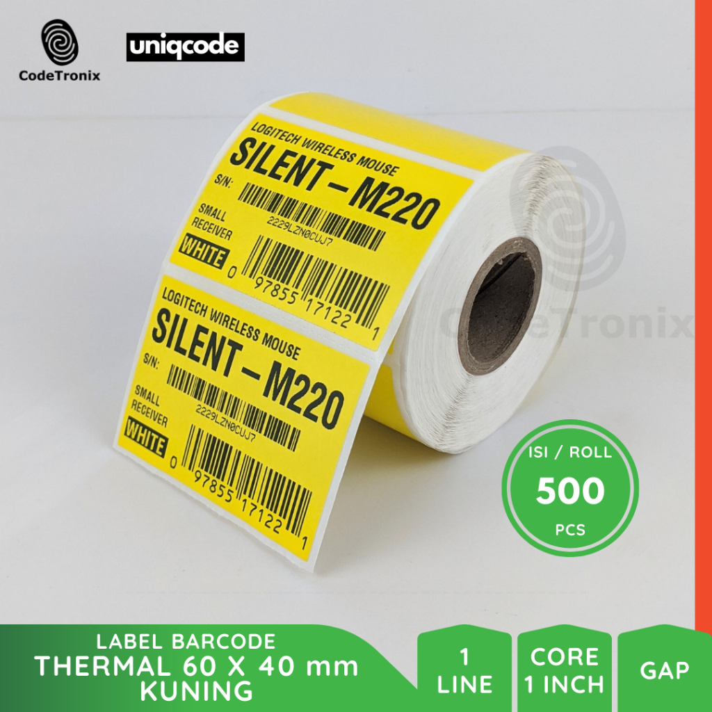 

Label Sticker Kertas Thermal 60x40 Barcode Direct Stiker Roll Warna 1 Line 500 pcs
