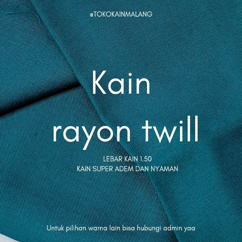 KAIN RAYON | RAYON TWILL POLOS METERAN (HARGA PER 0.5 METER)