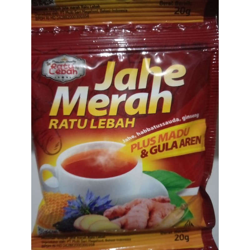 

jahe merah ratu lebah plus madu gula aren per renceng isi 10 sachet