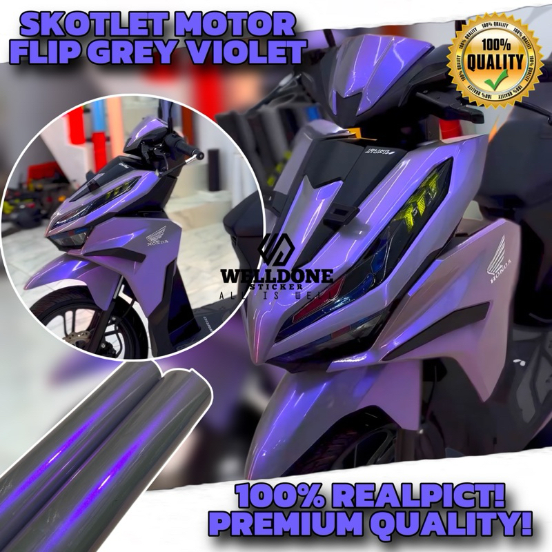 skotlet motor flip grey violet stiker motor warna abu abu lembayung ungu kualitas premium