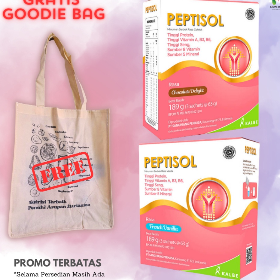 

DISKON Peptisol 19gr vanila coklat susu nutrisi pasca operasi atau sakit