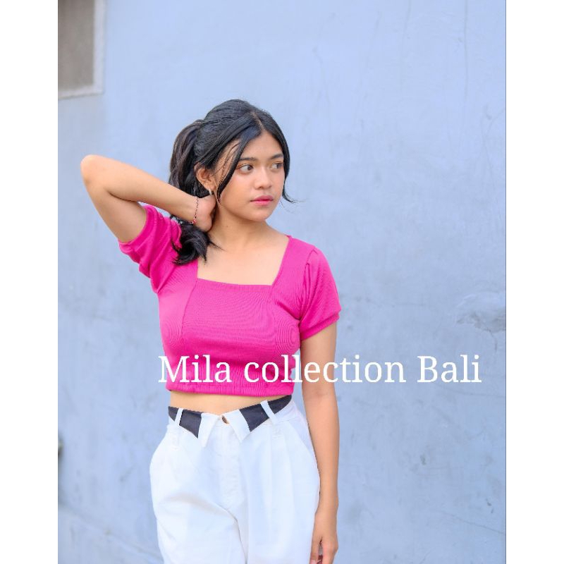 velicia crop top squer balon atas wanita kekinian