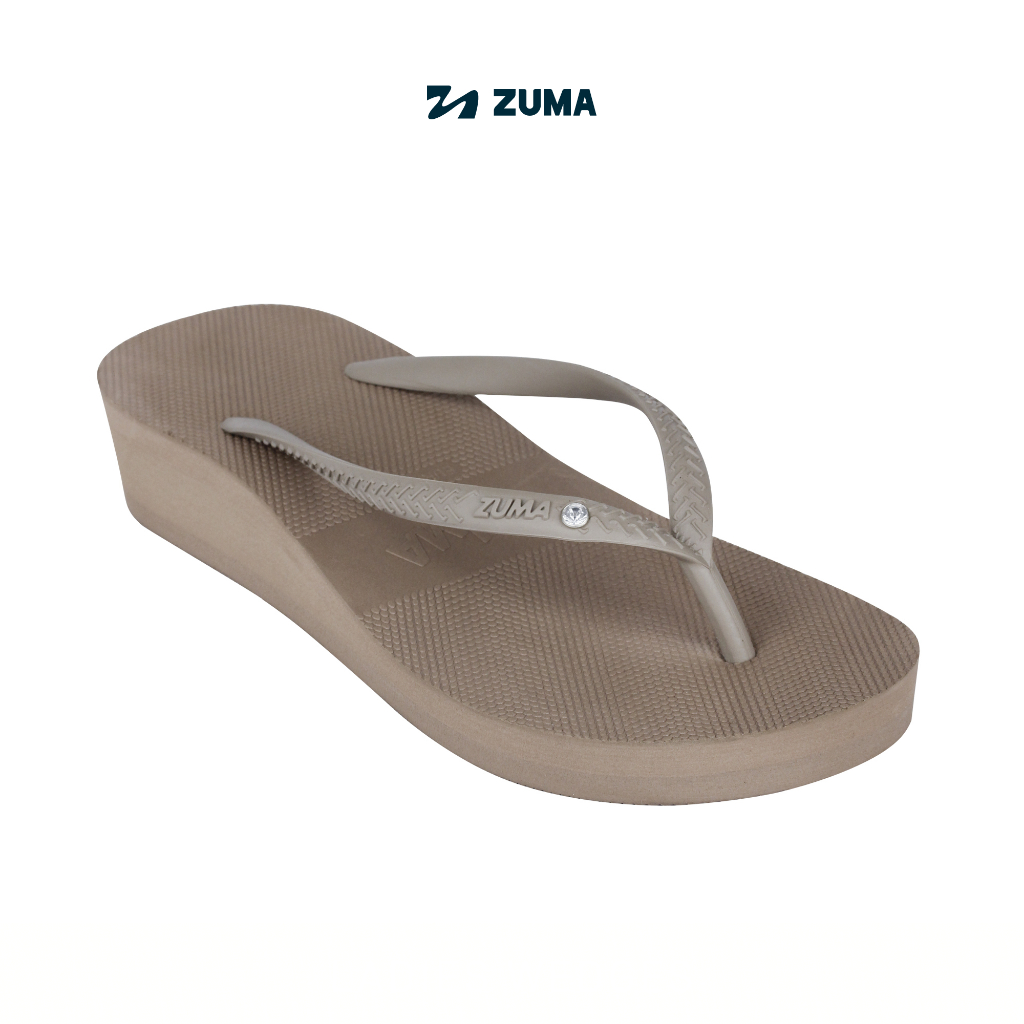 Zuma Women Tiffany 4 Gingersnap, Sandal Jepit Wanita Wedges Karet Polos, Kuning Kunyit