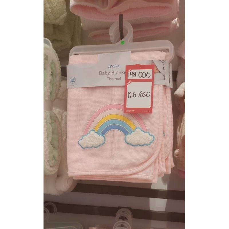 Juniors Baby Blanket Thermal Rainbow Pink